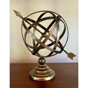 VTG Brass Armillary Sphere W/ Arrow Nautical Maritime Astrolabe Globe 10.5" Tall